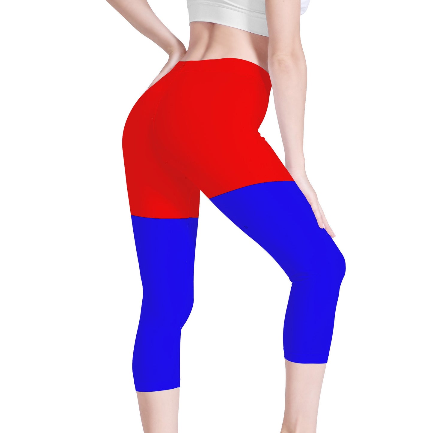 Red And Blue Capri Yoga Leggings