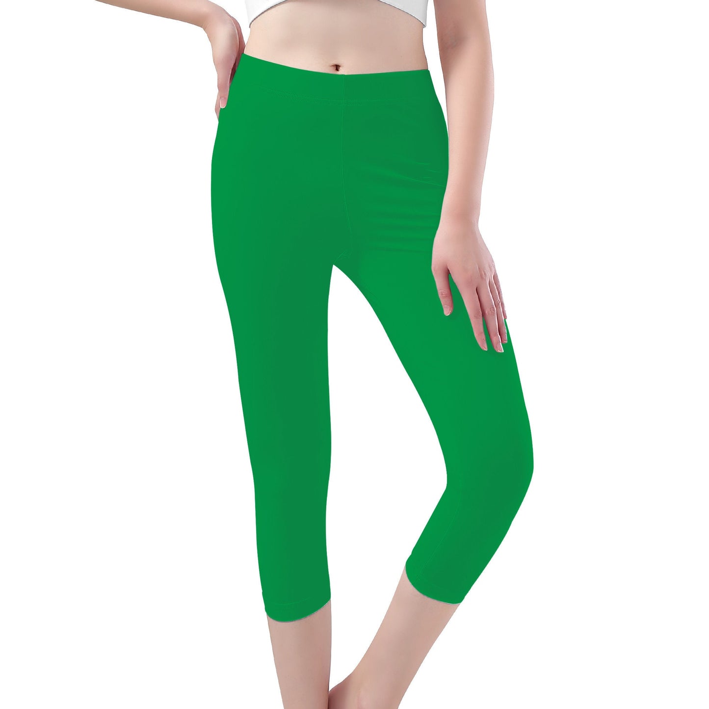 Green Capri Yoga Leggings