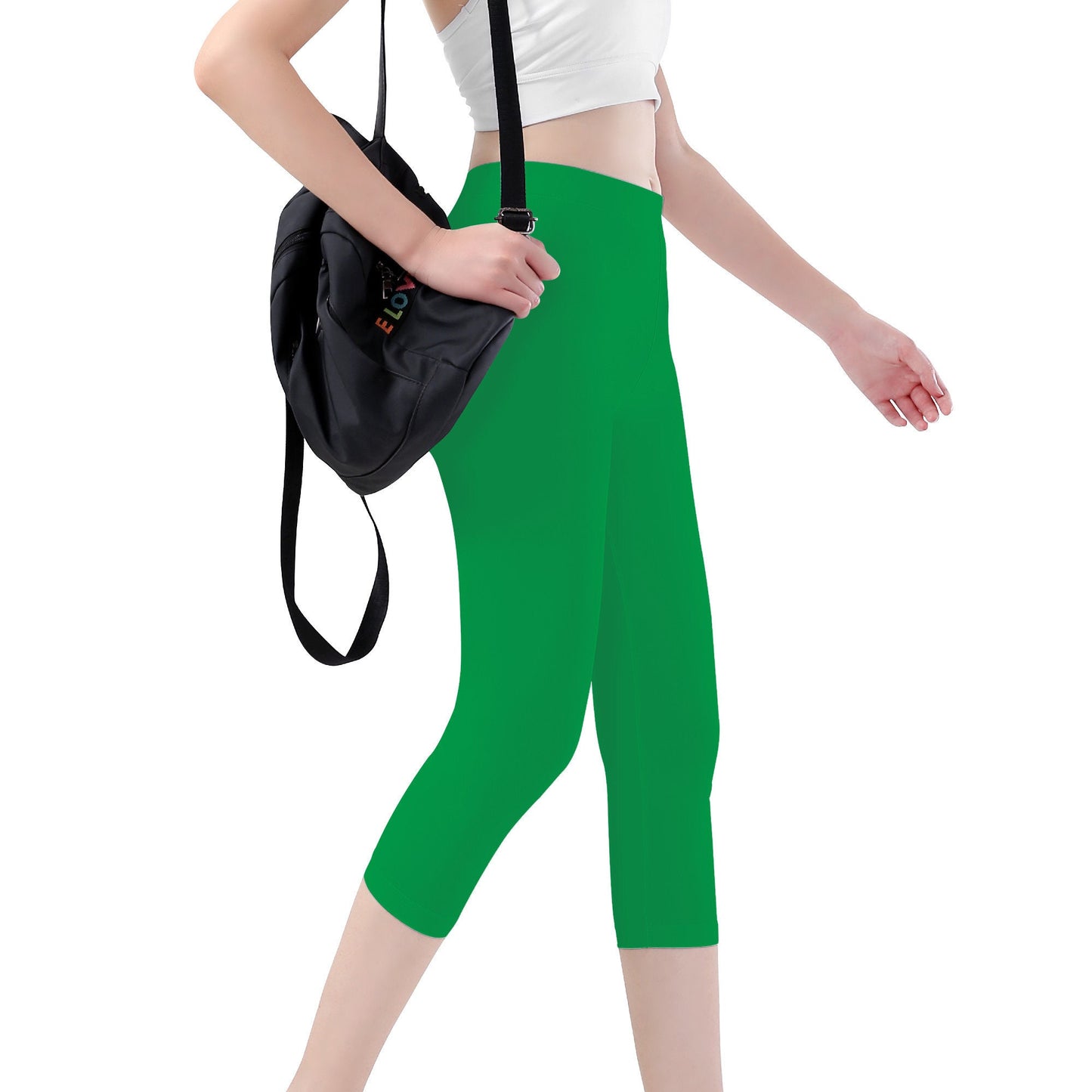 Green Capri Yoga Leggings