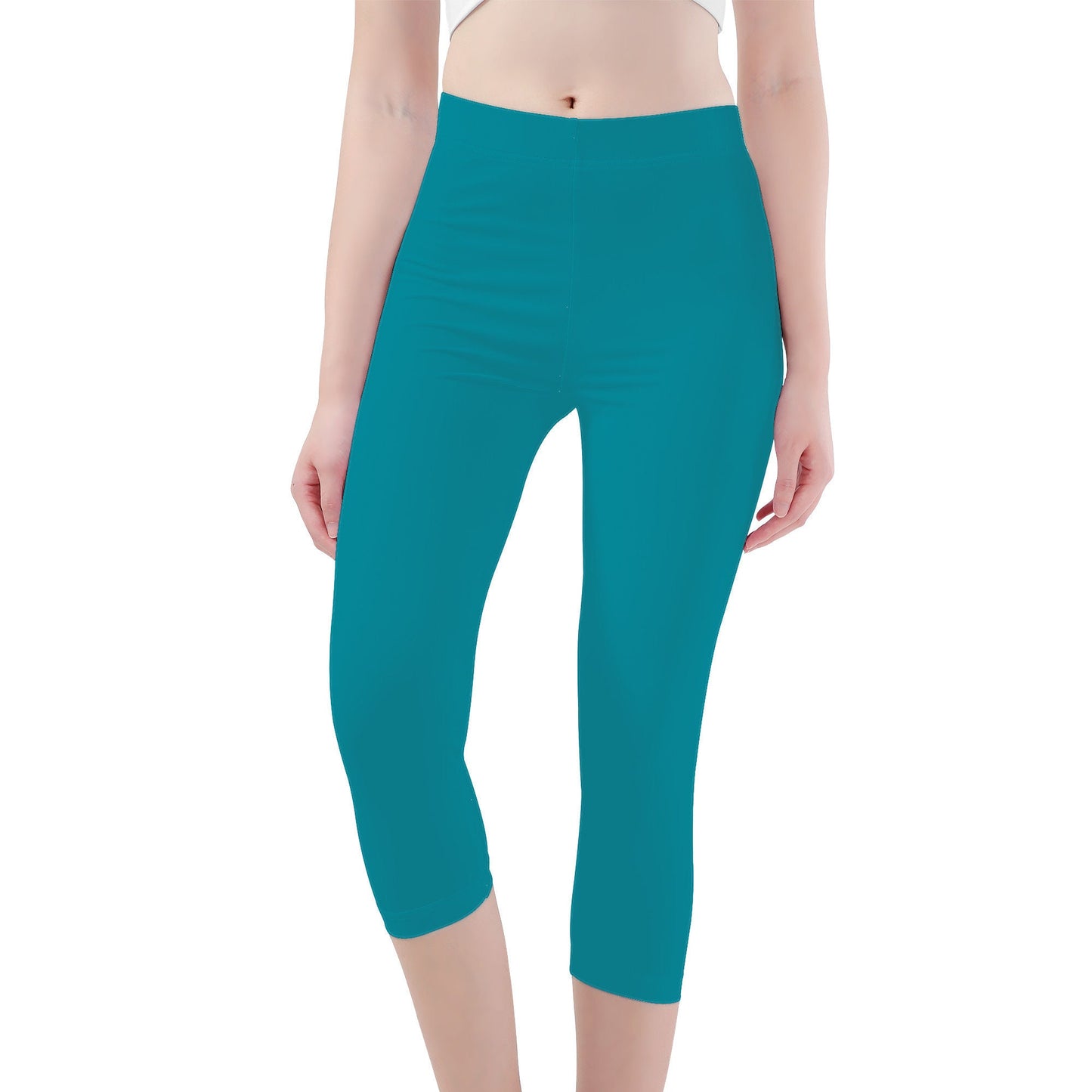 Aqua Color Capri Yoga Leggings