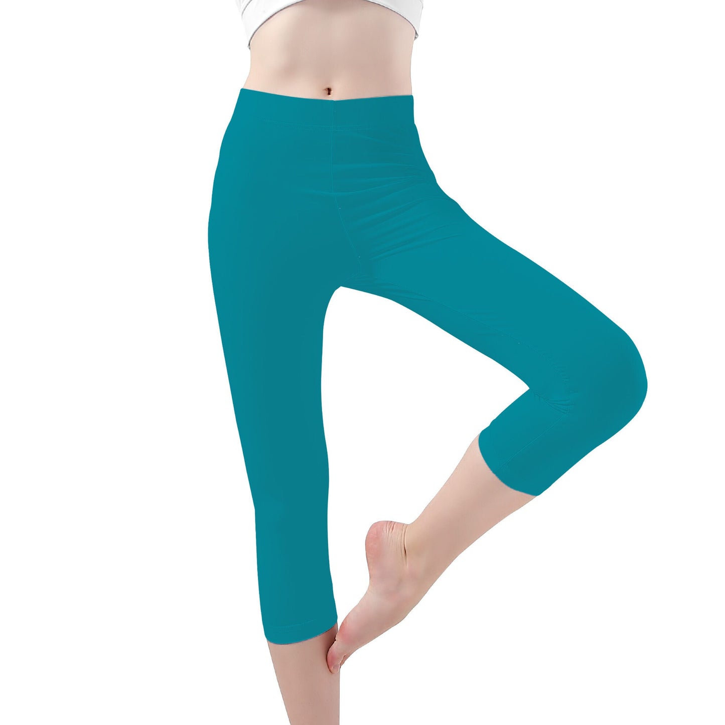 Aqua Color Capri Yoga Leggings