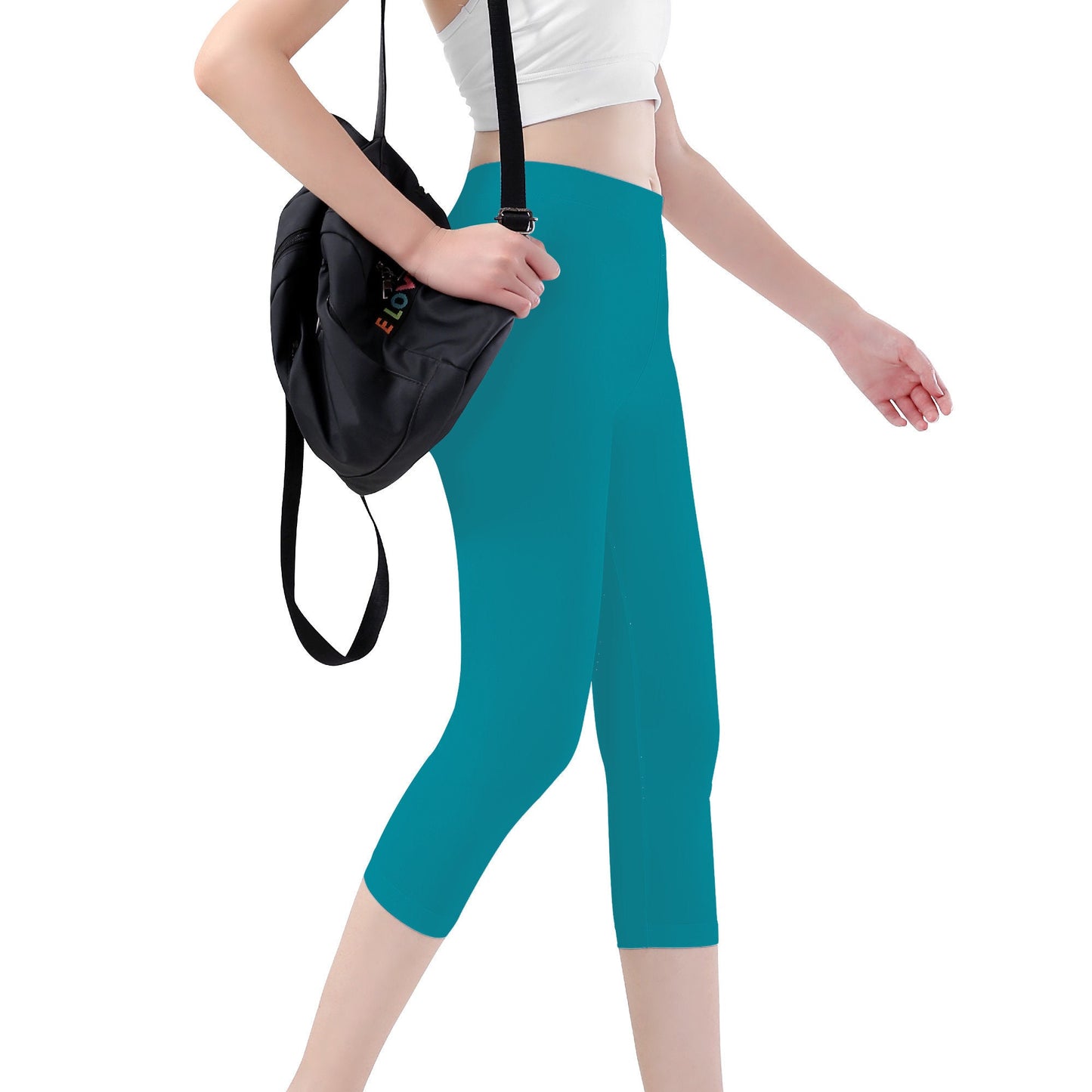 Aqua Color Capri Yoga Leggings