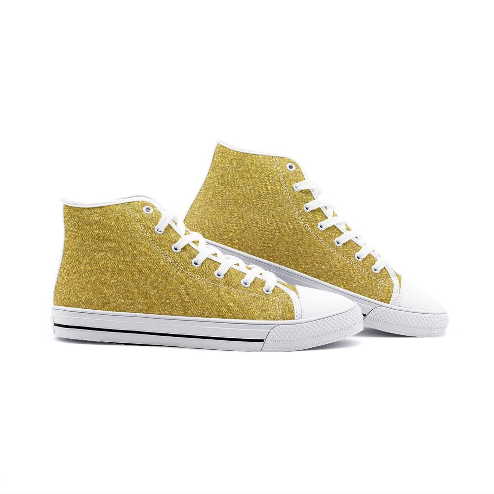 Unisex High Top Gold Color Canvas Shoes