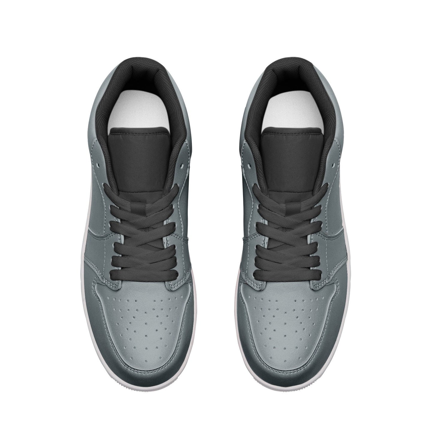 Silver and Black Leather Shoes Unisex Sizx