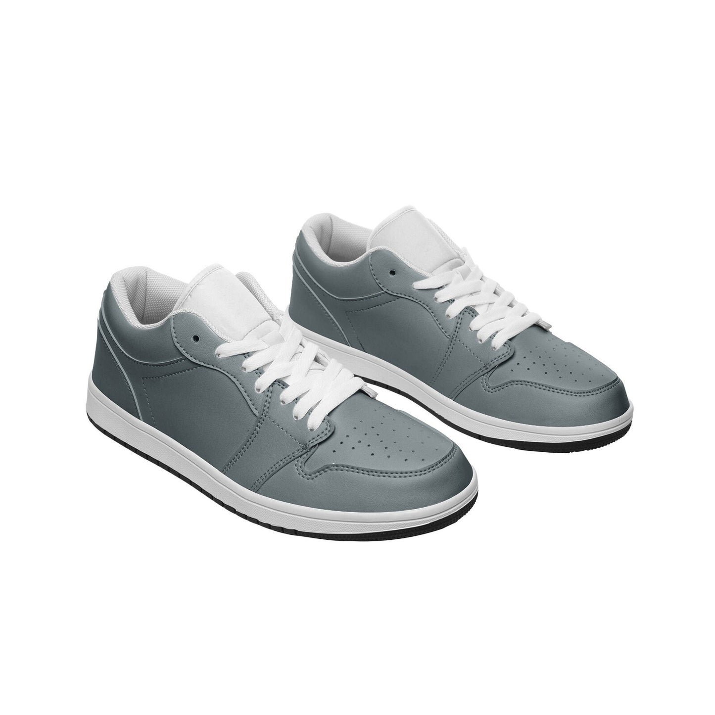 Silver and Black Leather Shoes Unisex Sizx