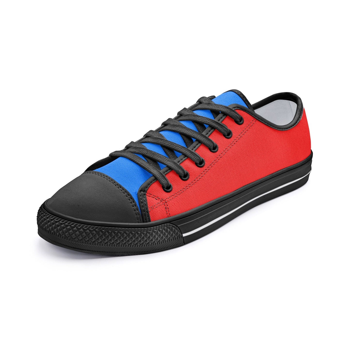 Red and Blue Low Top Canvas Shoes