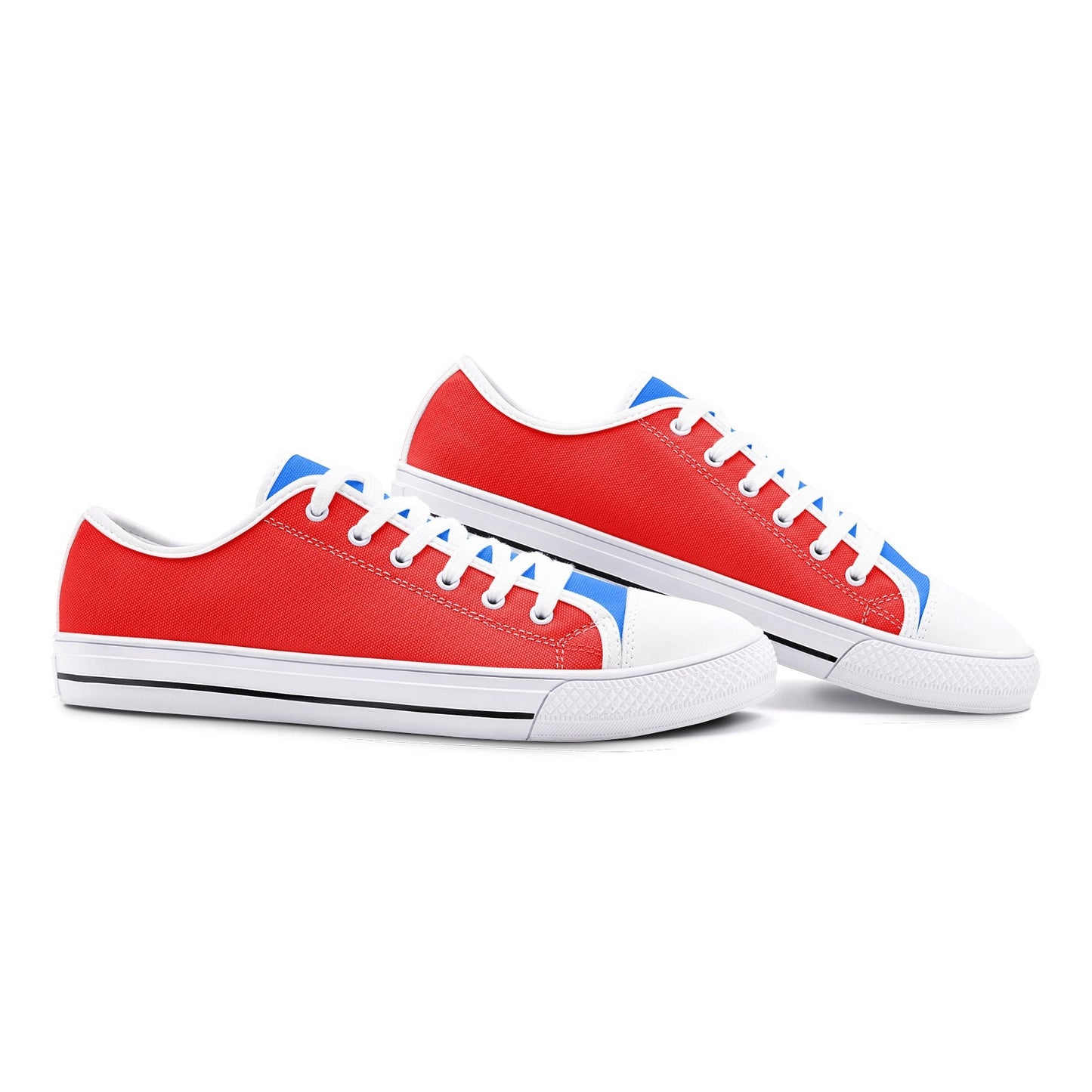 Red and Blue Low Top Canvas Shoes