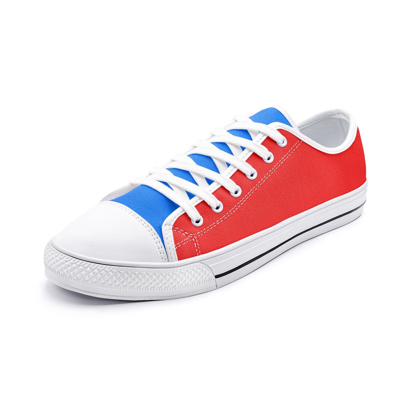Red and Blue Low Top Canvas Shoes