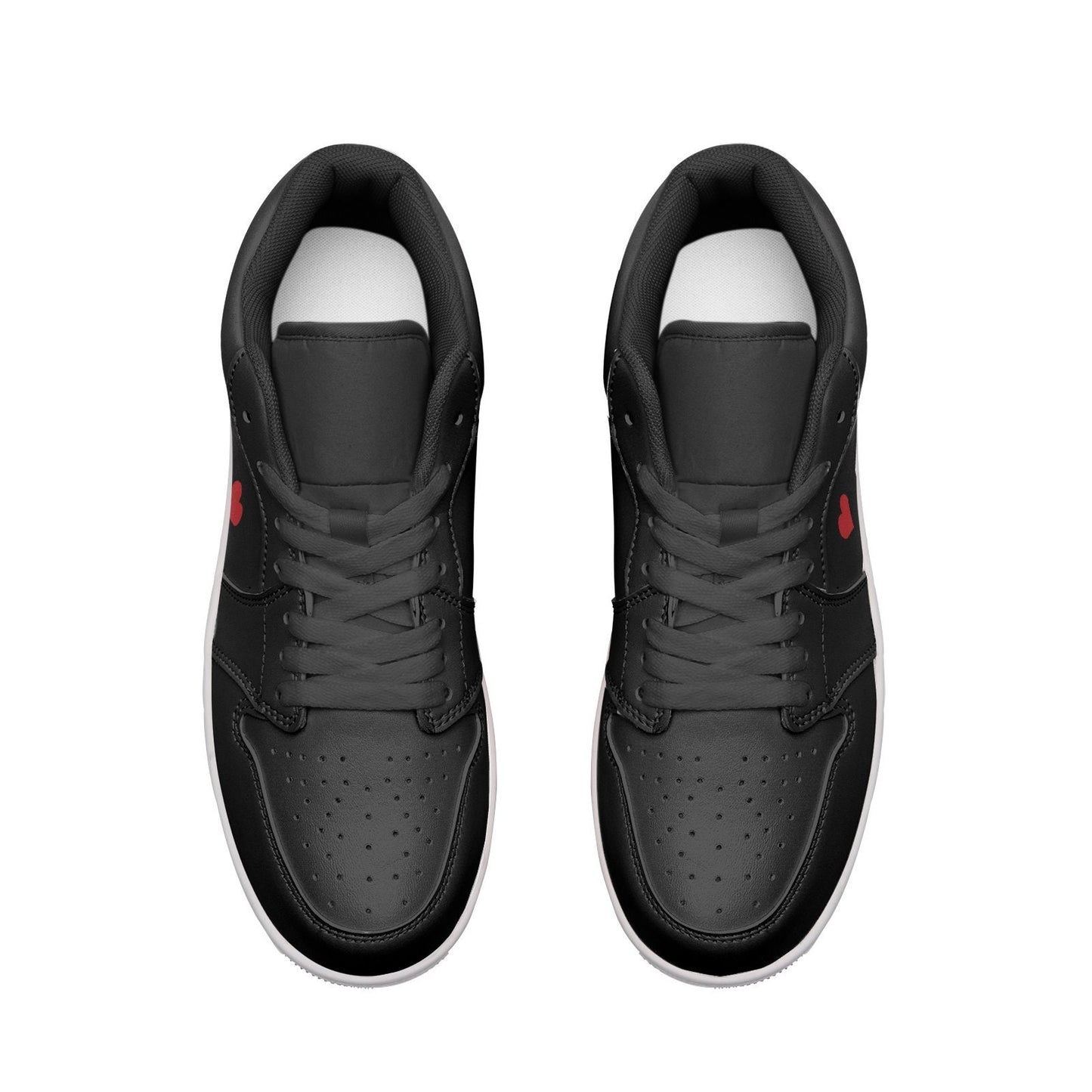 Unisex Low Top Black Leather Sneakers