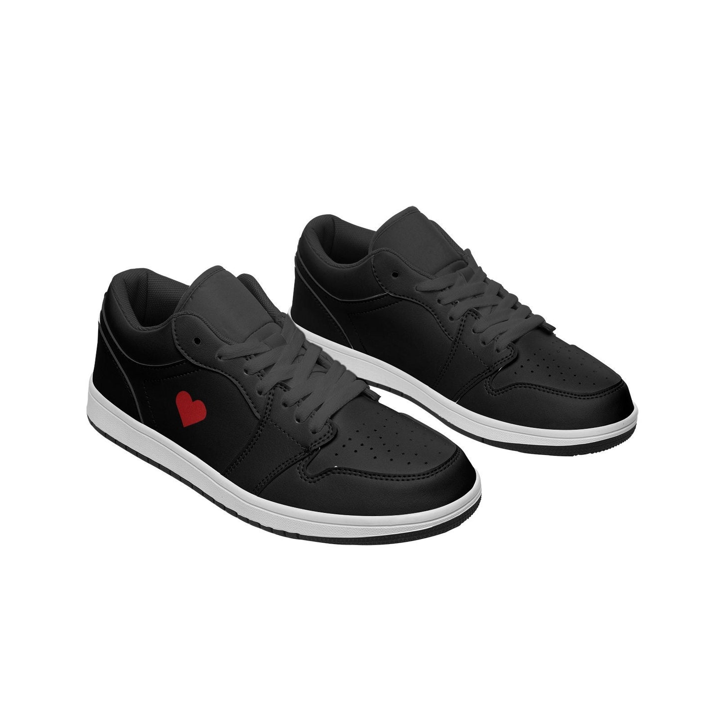 Unisex Low Top Black Leather Sneakers