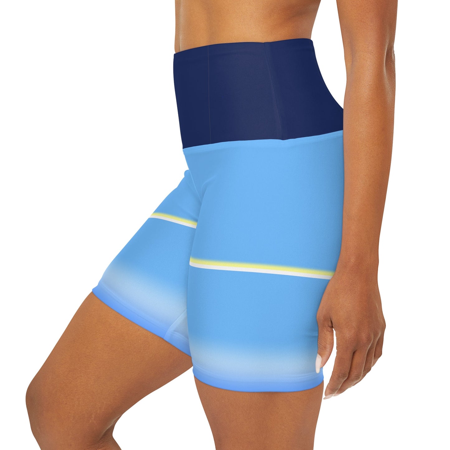 High Waisted Blue Yoga Shorts
