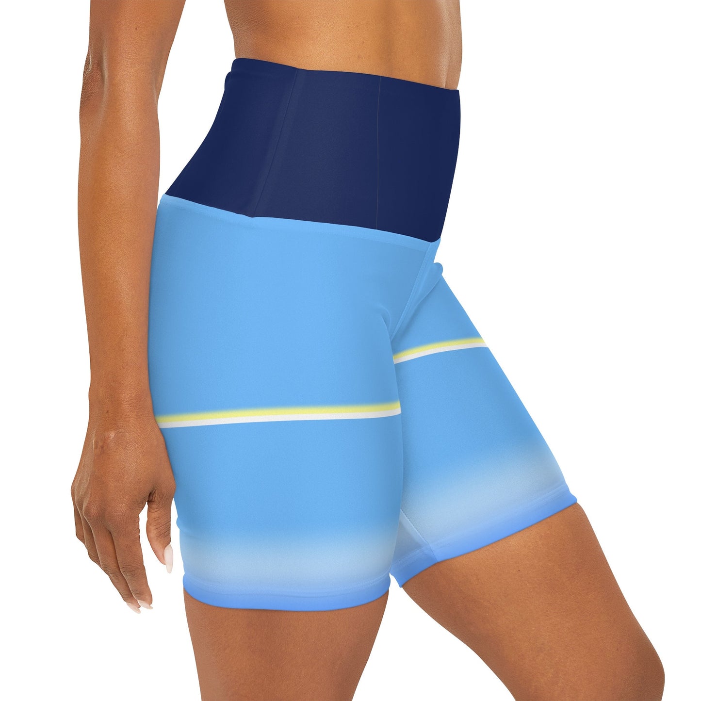 High Waisted Blue Yoga Shorts