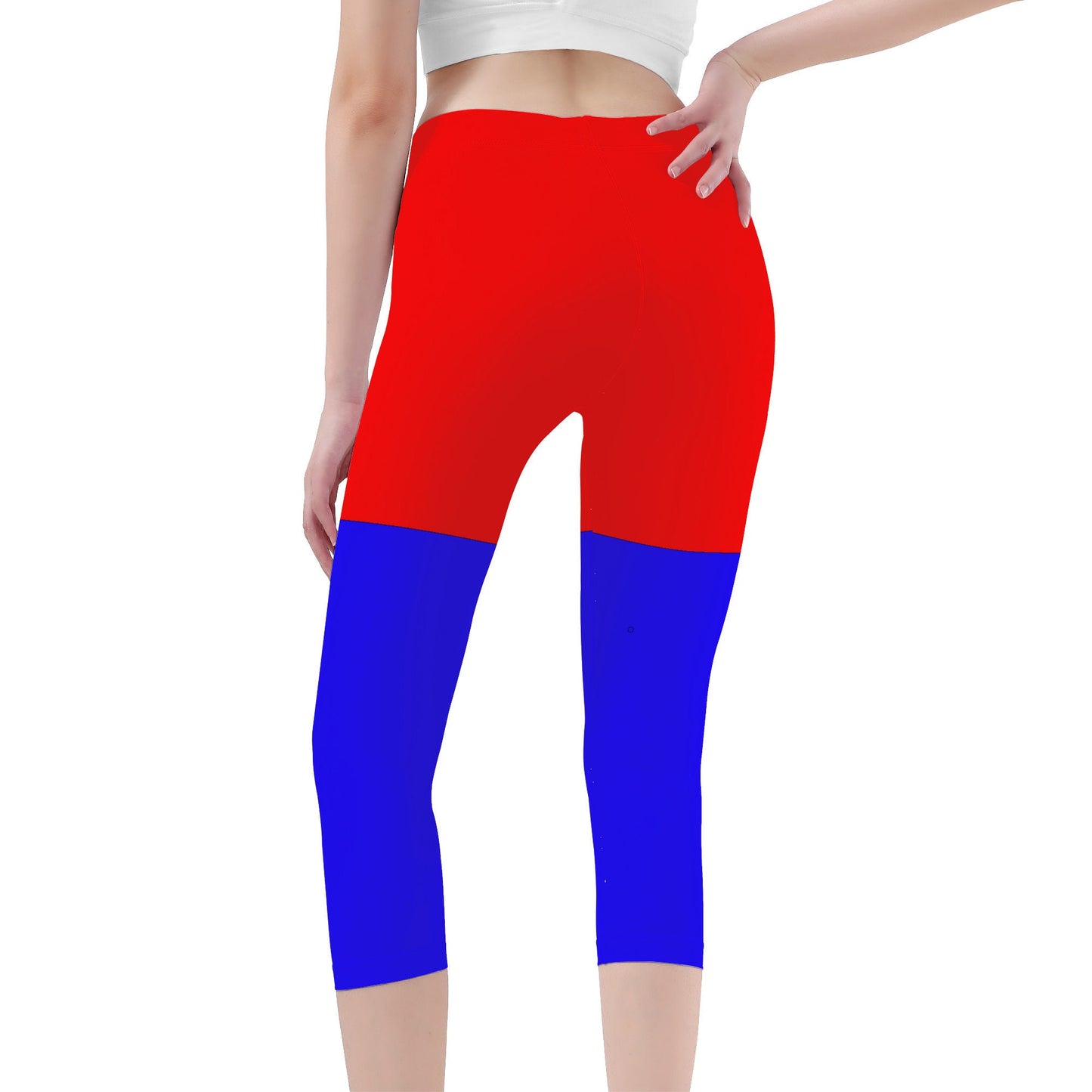 Red And Blue Capri Yoga Leggings