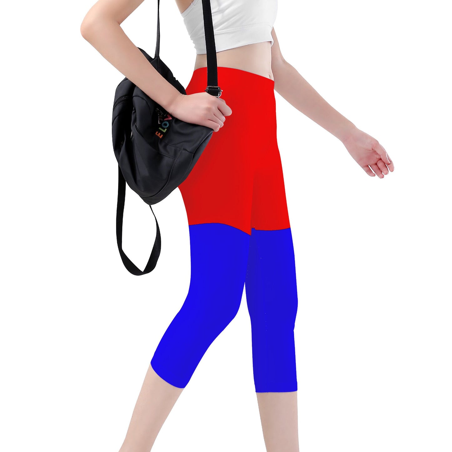 Red And Blue Capri Yoga Leggings
