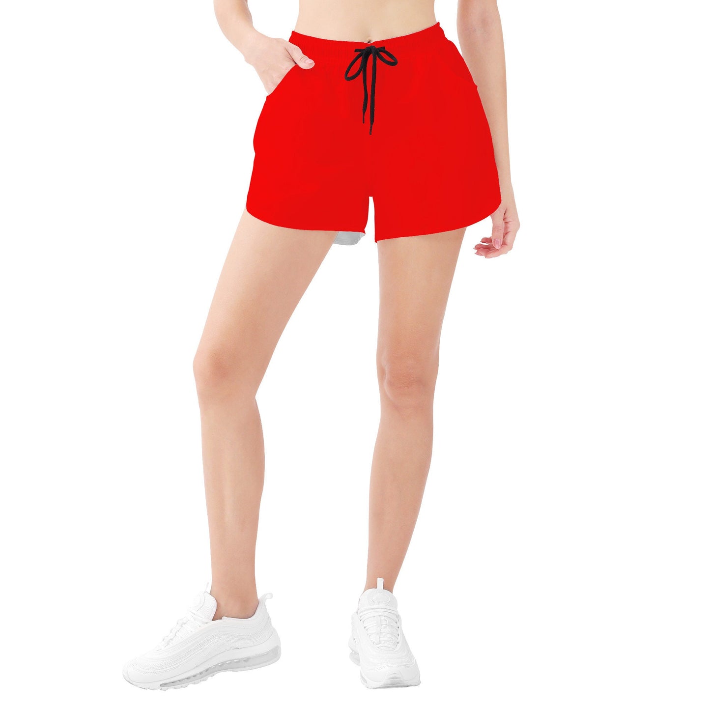 Red And Blue Women's Shorts Blue Back Side