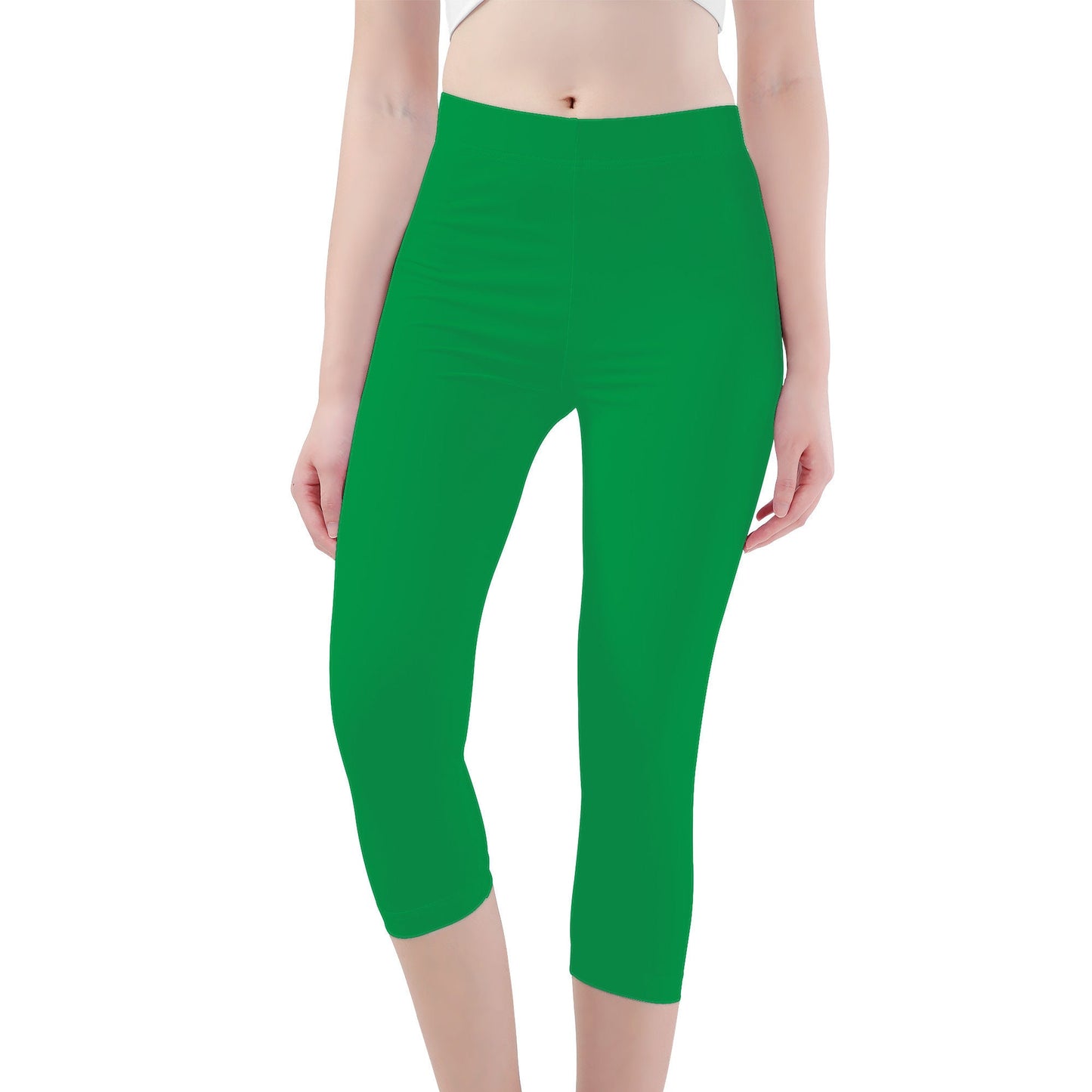 Green Capri Yoga Leggings