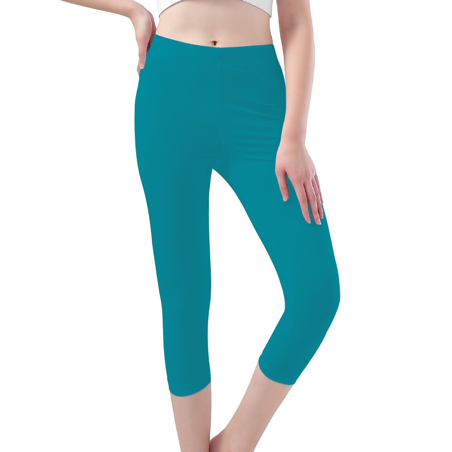 Aqua Color Capri Yoga Leggings
