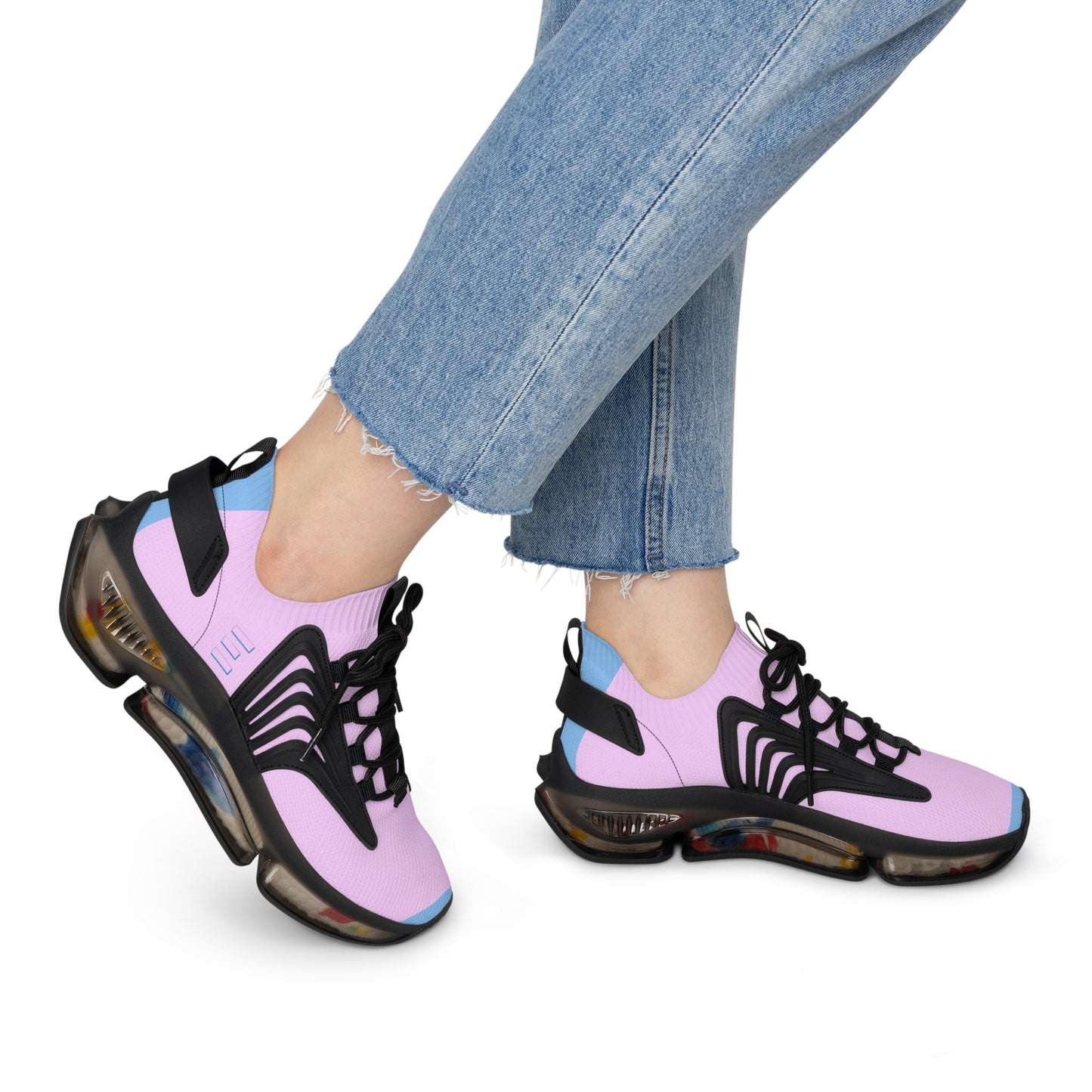 Women's Pink and Blue Exercise Sneakers