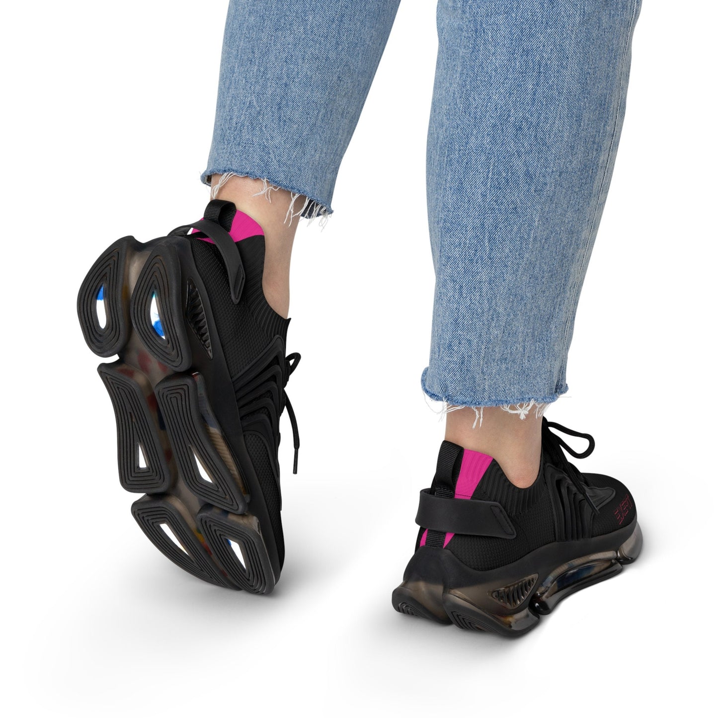 Women's Black and Pink Sneakers