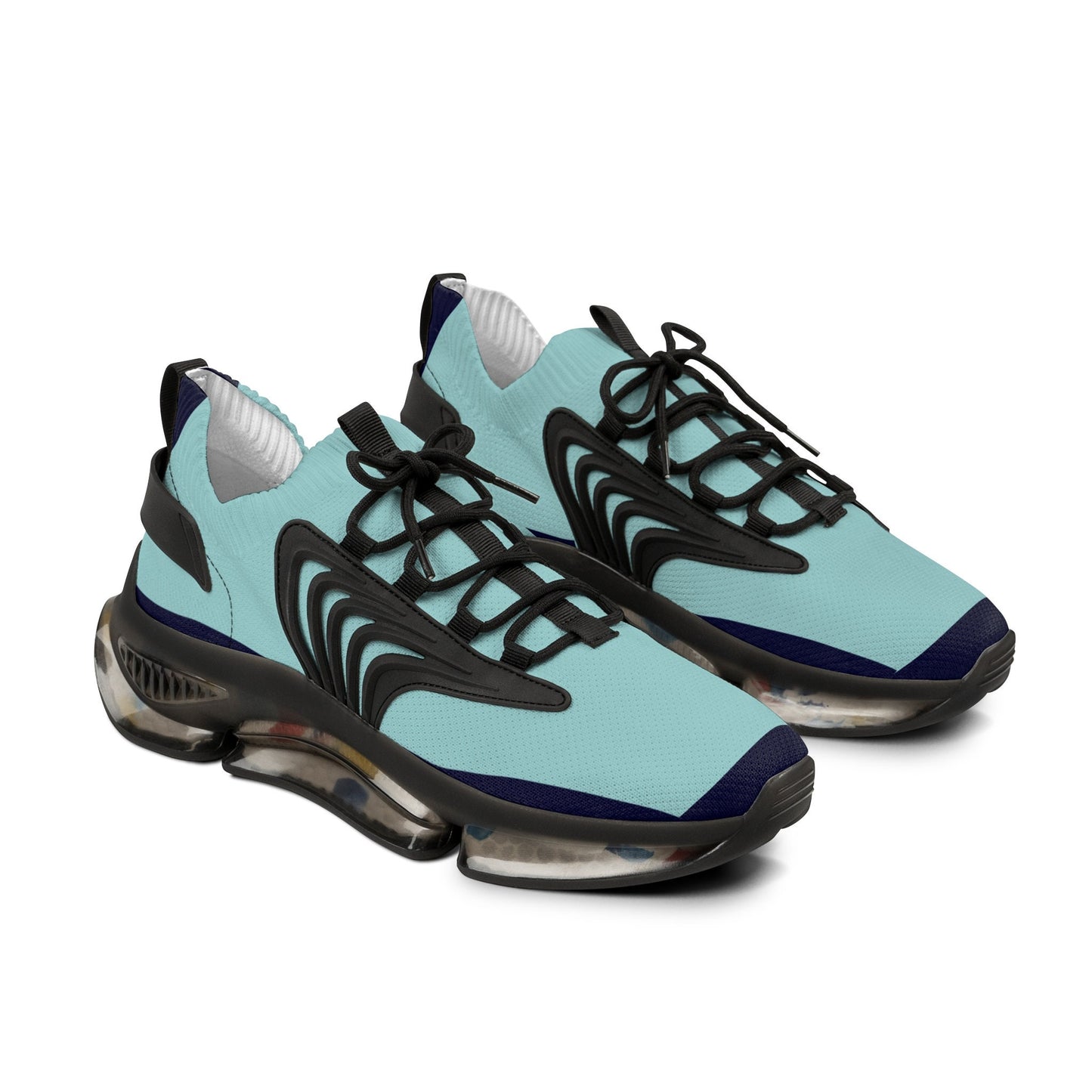 Men's Blue and Teal Sneakers Deep Sea Blue Trim