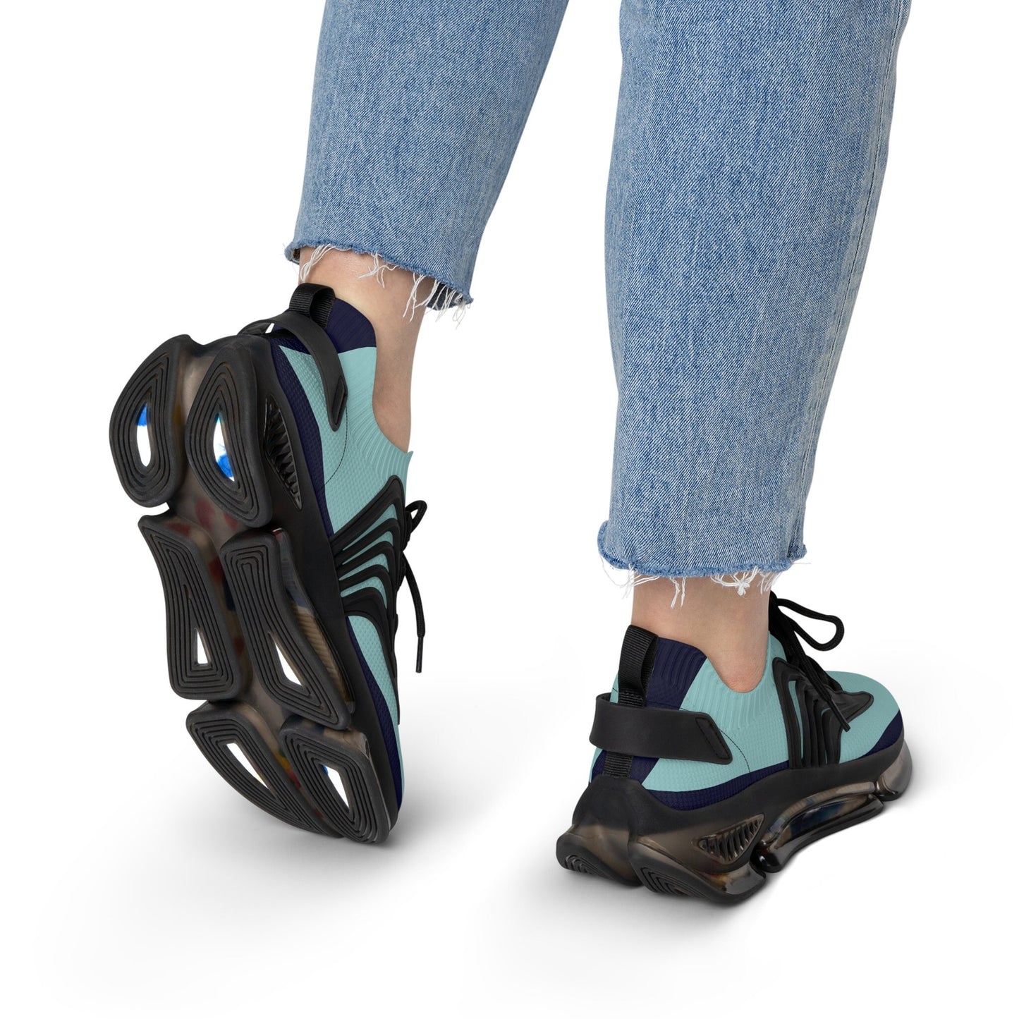 Women's Blue and Teal Sneakers Sea Blue Trim