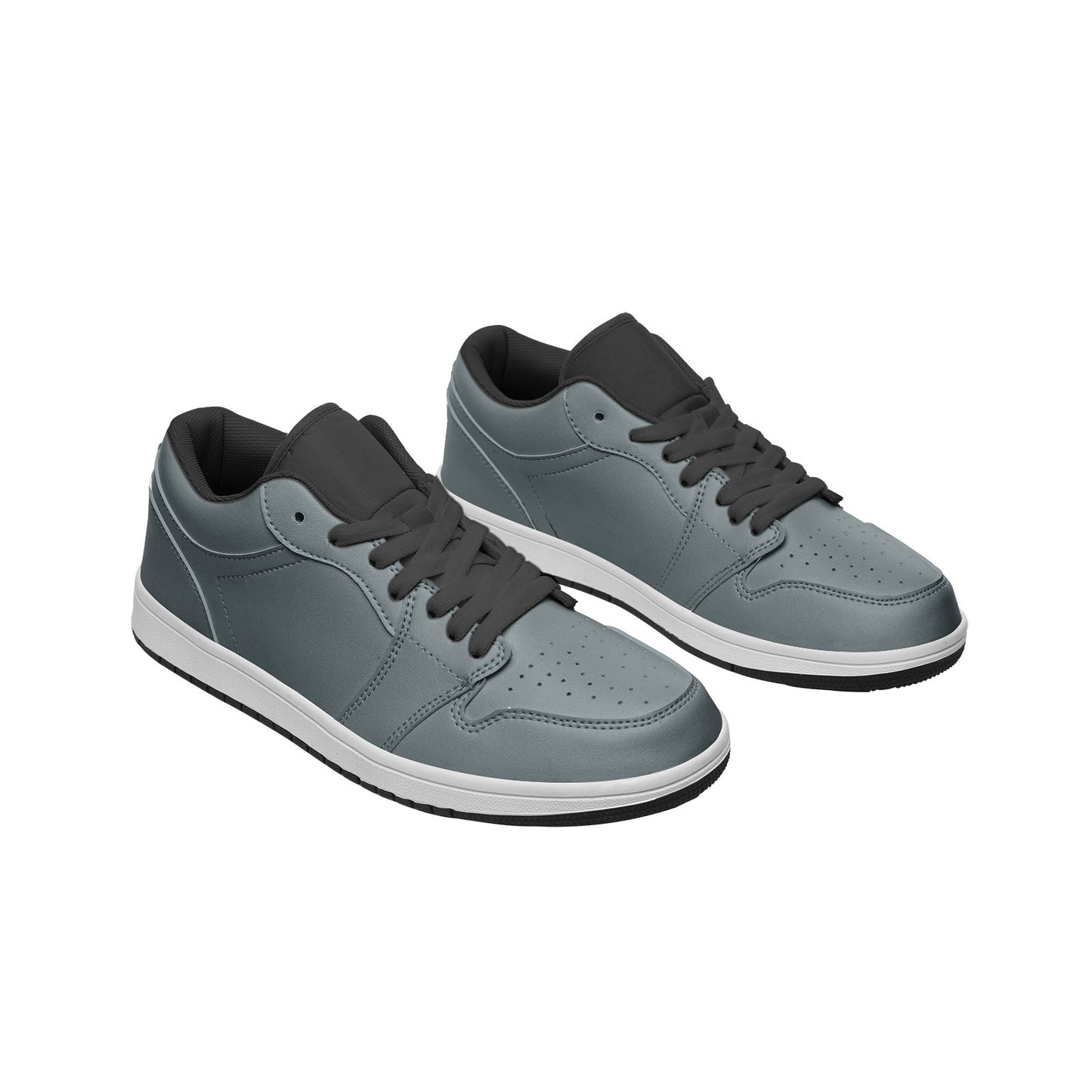 Silver and Black Leather Shoes Unisex Sizx