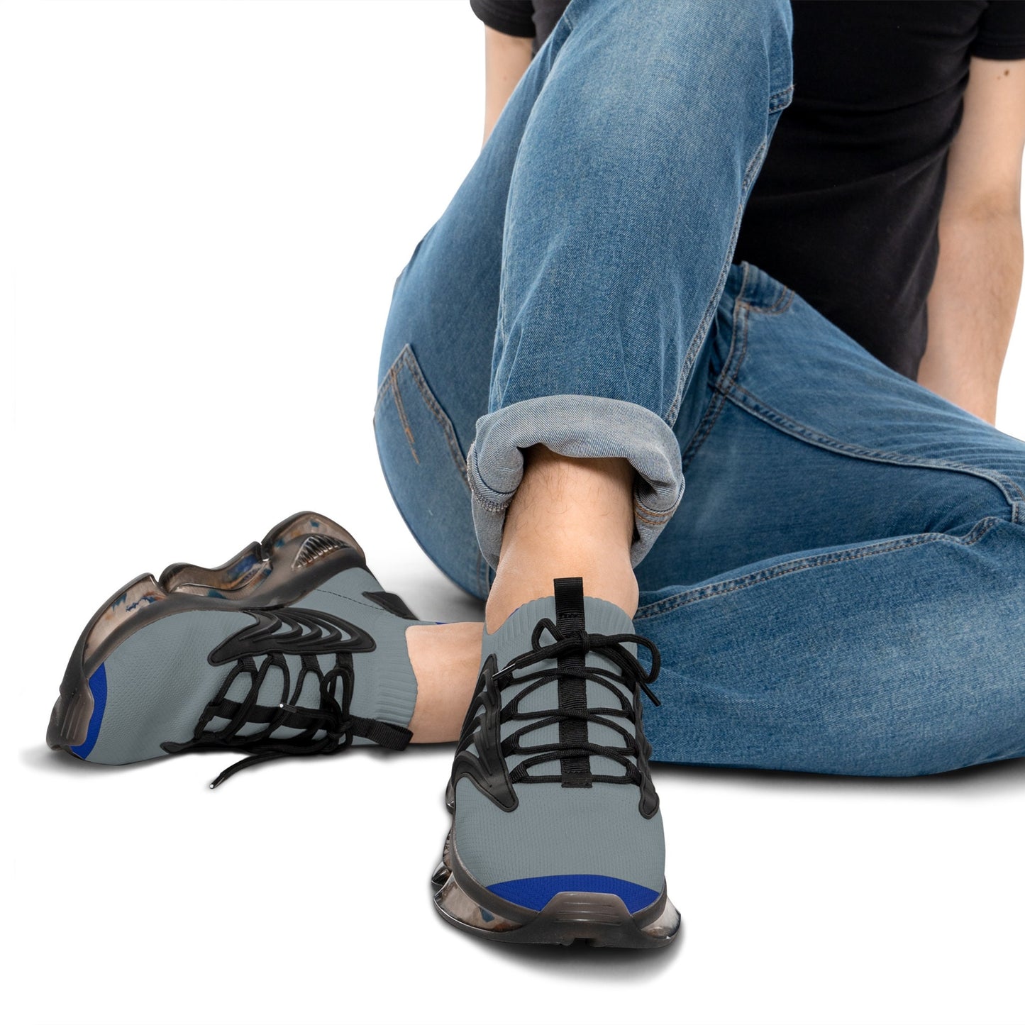 Men's Blue and Silver Sneakers