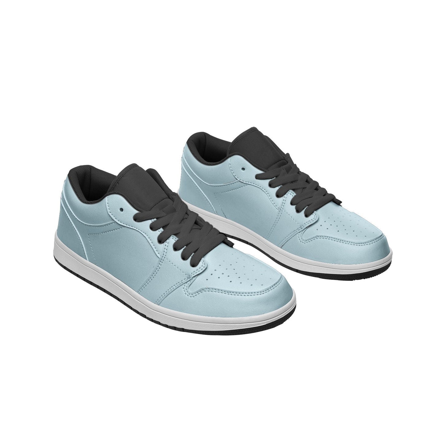 Light Blue Low Top Leather Sneakers