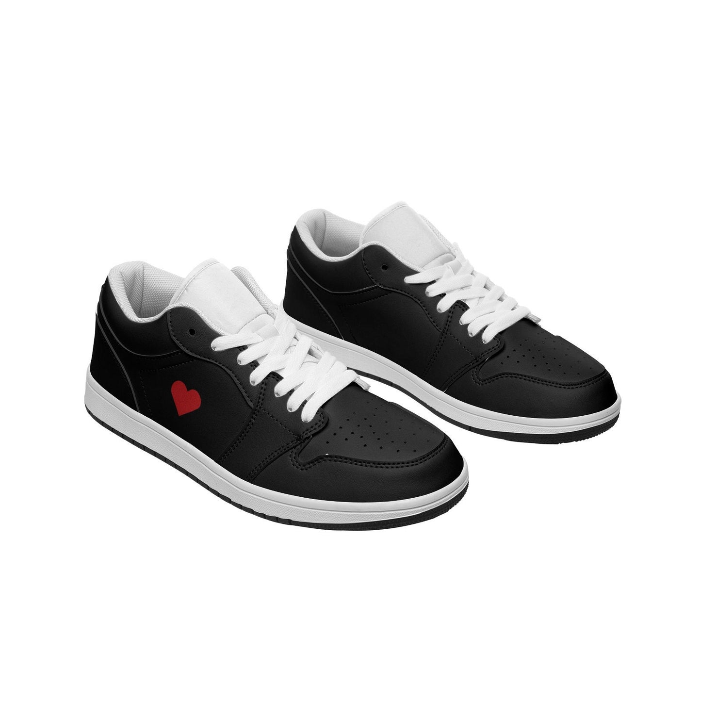 Unisex Low Top Black Leather Sneakers