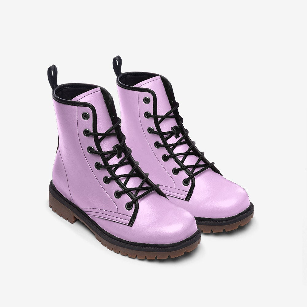 Pink Faux Leather Boots