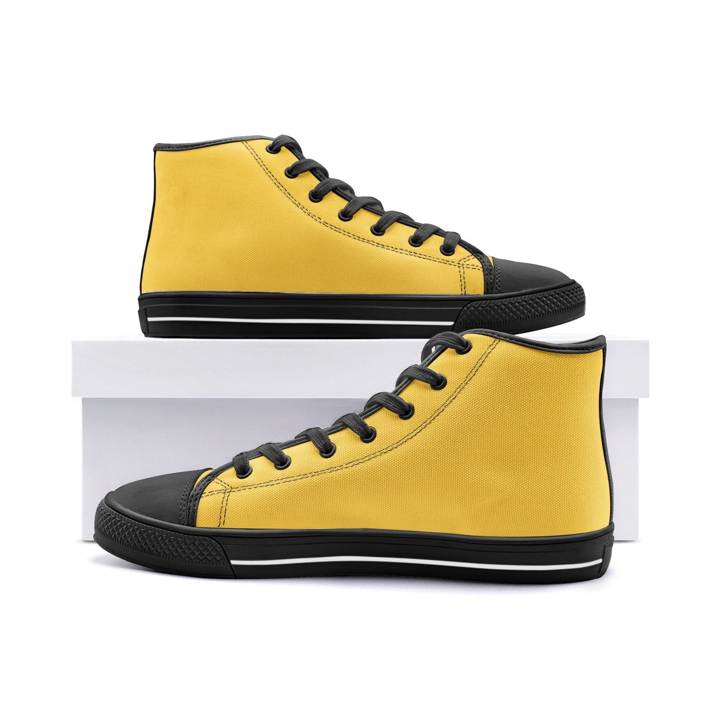 Yellow High Tops Canvas Shoes Unisex Sizes