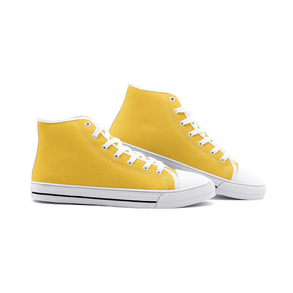 Yellow High Tops Canvas Shoes Unisex Sizes