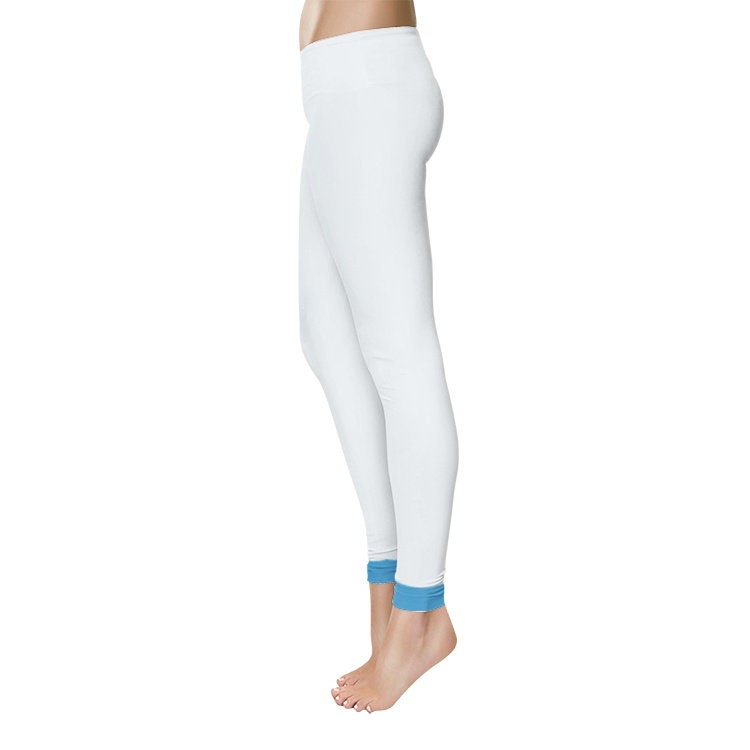 Women's Temp Control Cotton White and Blue Leggings