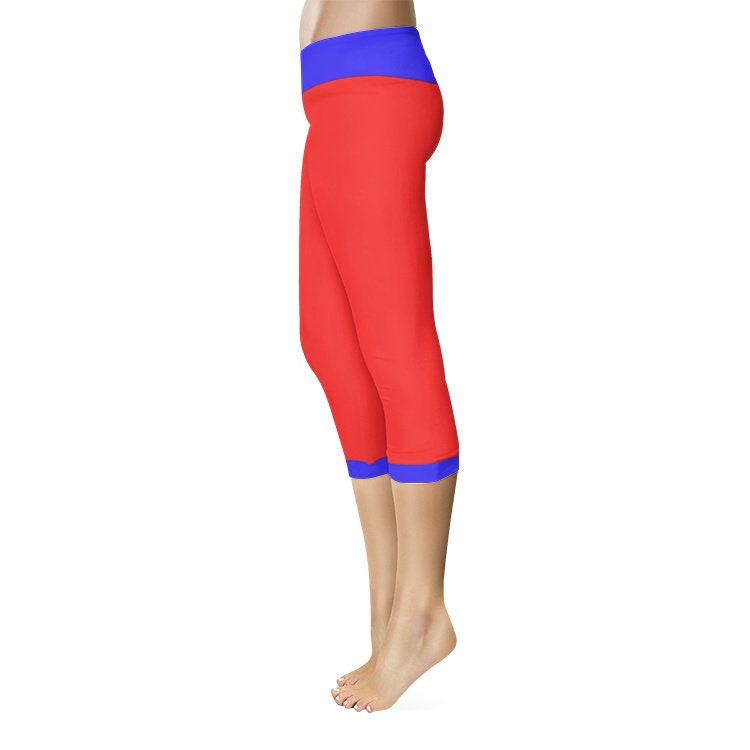 Blue and Red Capri Leggings
