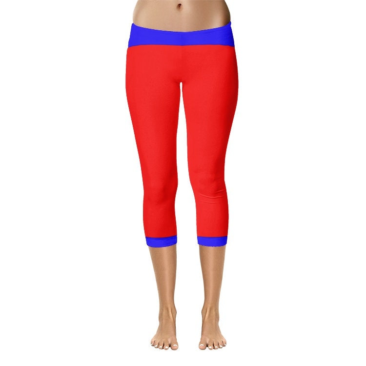 Blue and Red Capri Leggings