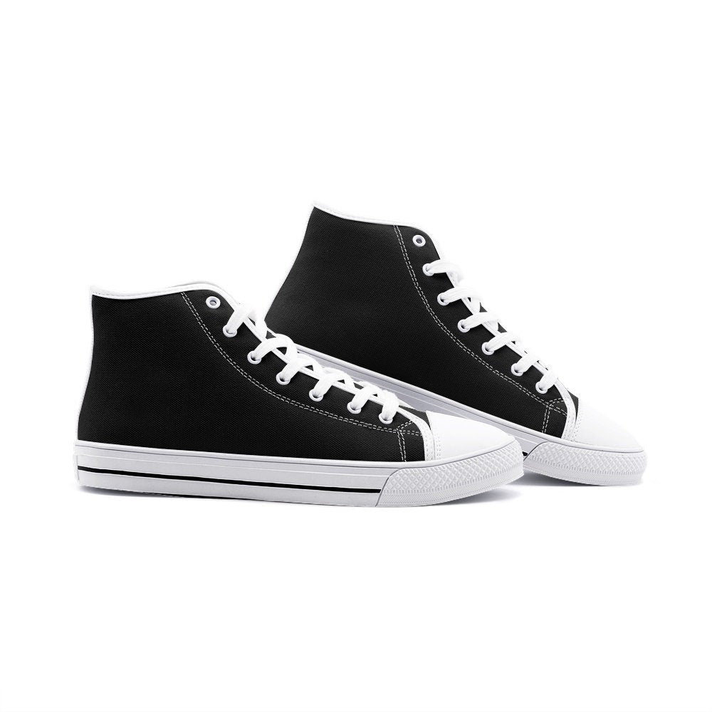 Black High Tops Canvas Shoes Unisex Sizes
