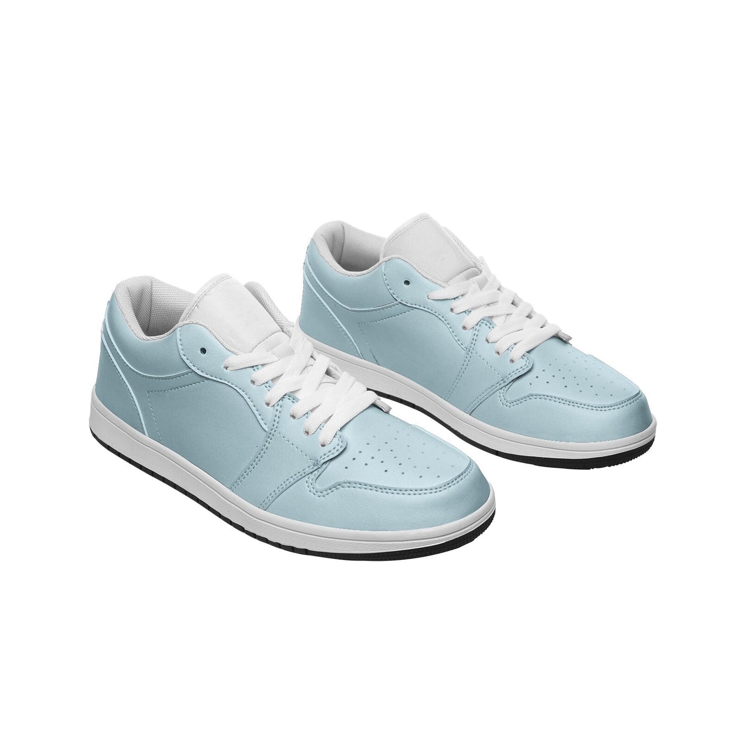Light Blue Low Top Leather Sneakers
