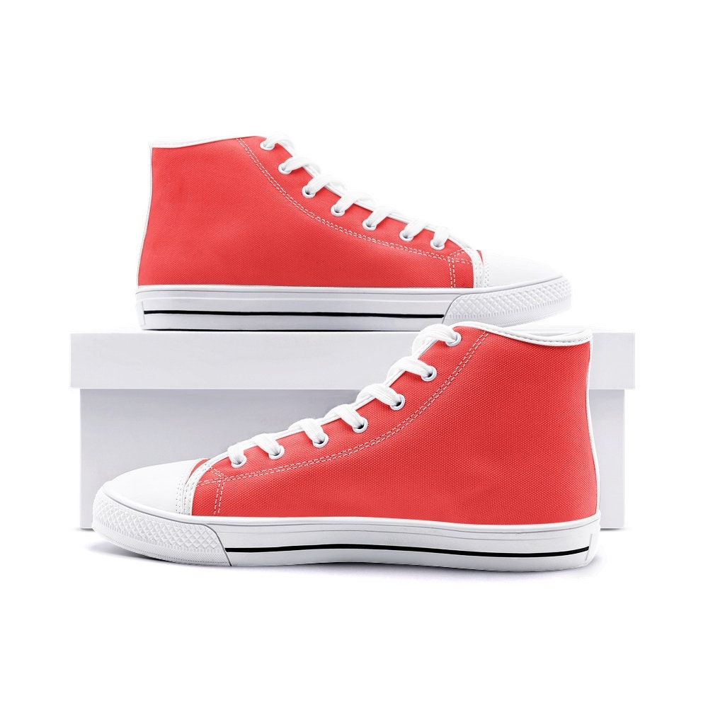 Red High Top Canvas Shoes Red Hightops Unisex Sizes