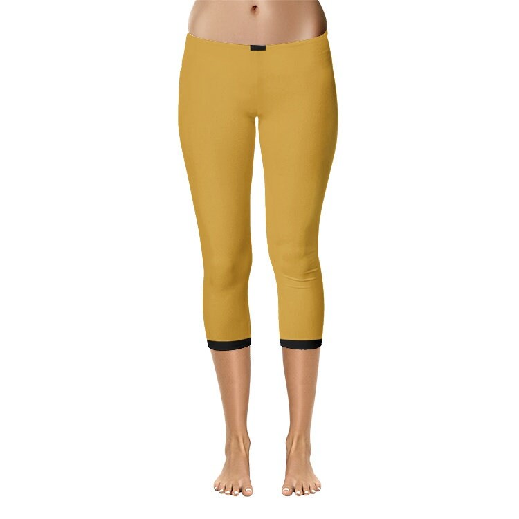 Black and Gold Color Capri Leggings