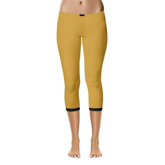 Black and Gold Color Capri Leggings