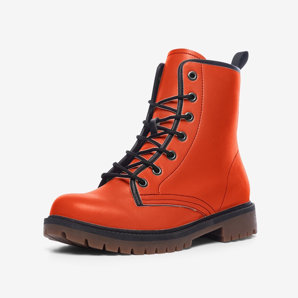 Orange Casual Faux Leather Orange Lightweight boots