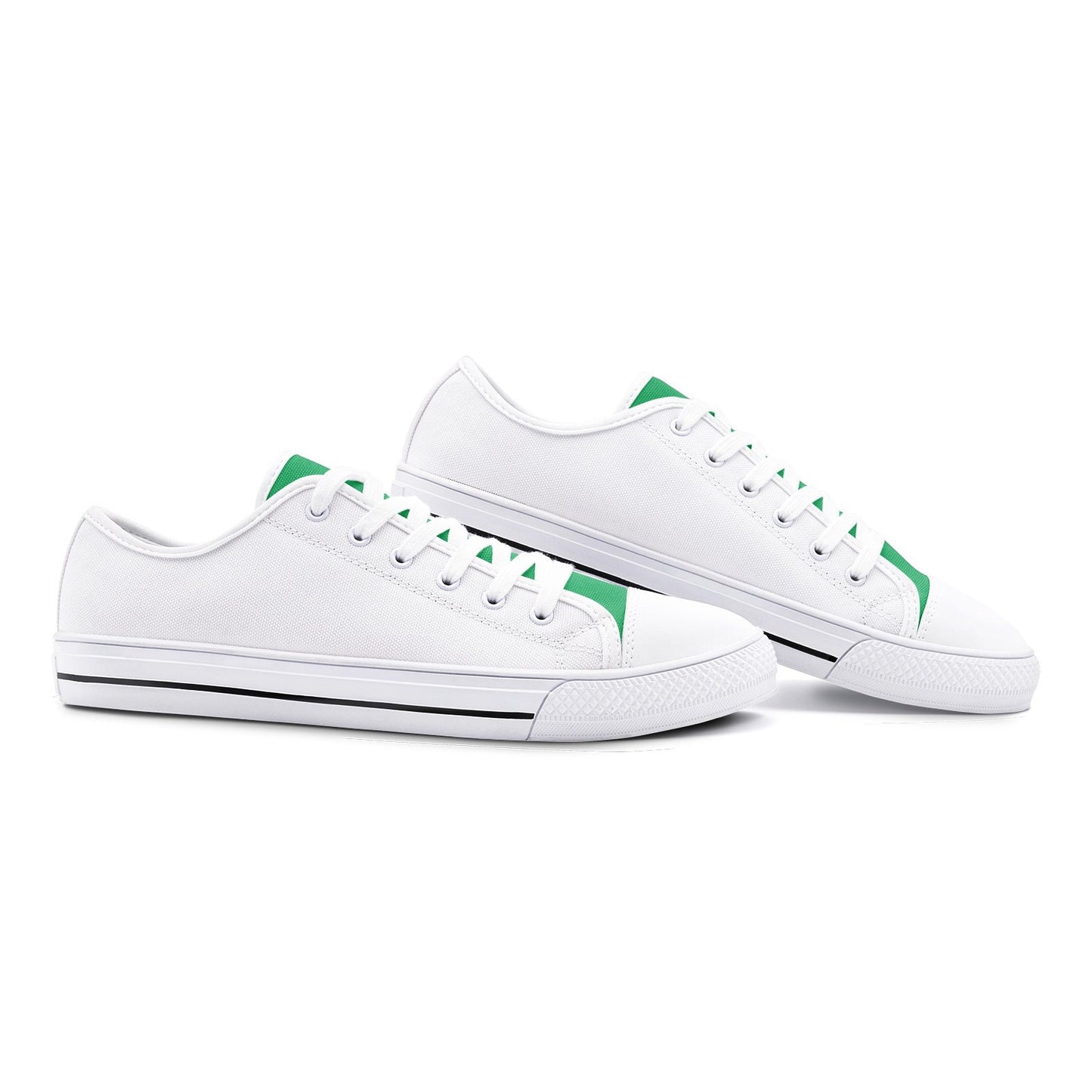 Green Low Top Sneakers White Low Top Canvas Shoes Unisex Sizes