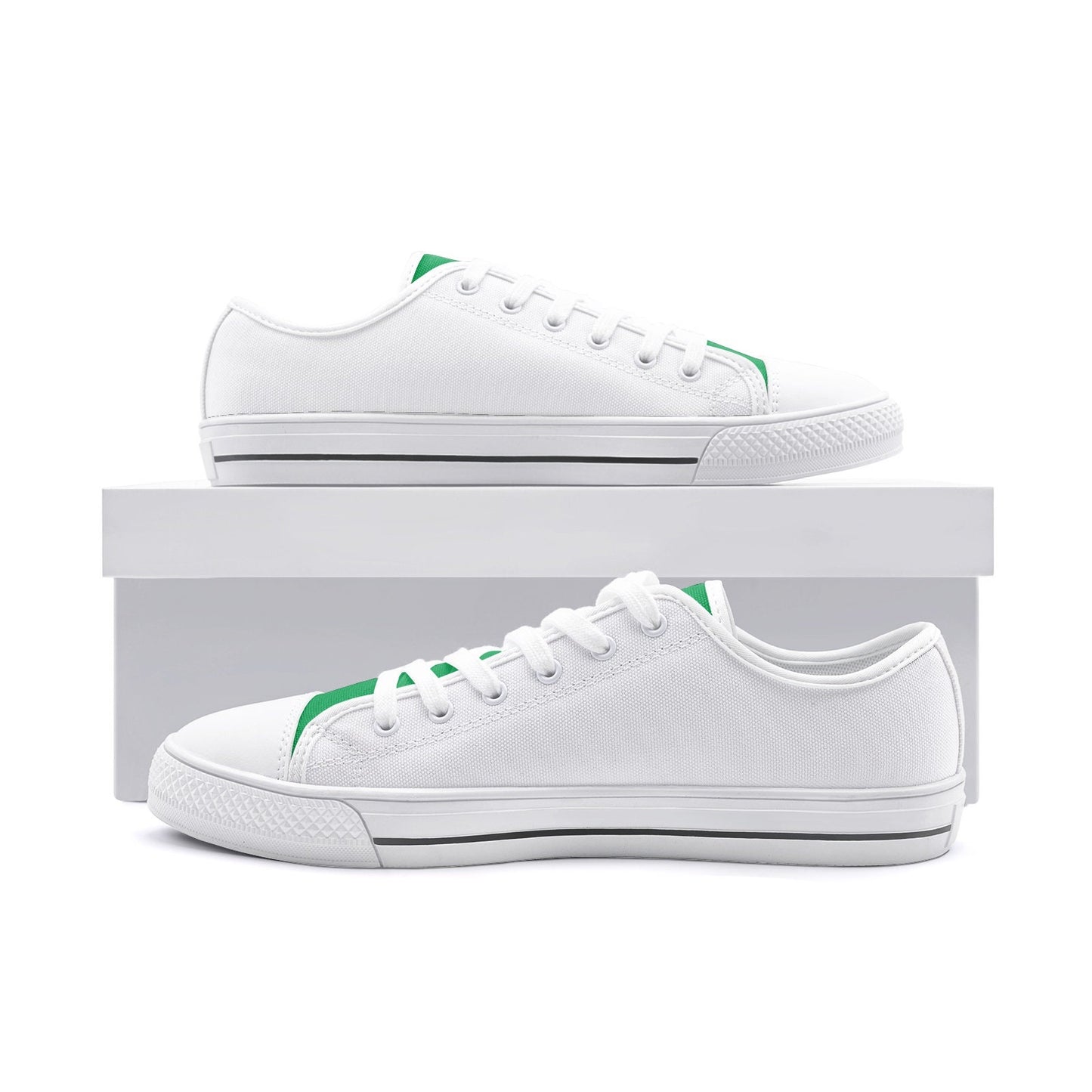 Green Low Top Sneakers White Low Top Canvas Shoes Unisex Sizes