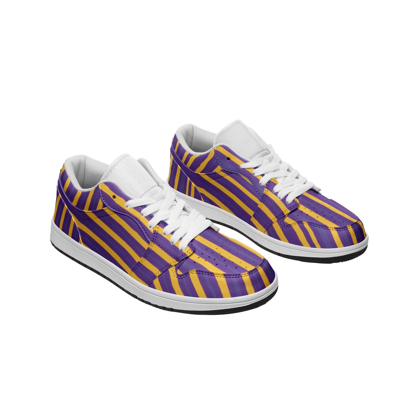 Purple And Gold Sneakers Unisex Low Top Leather Sneakers
