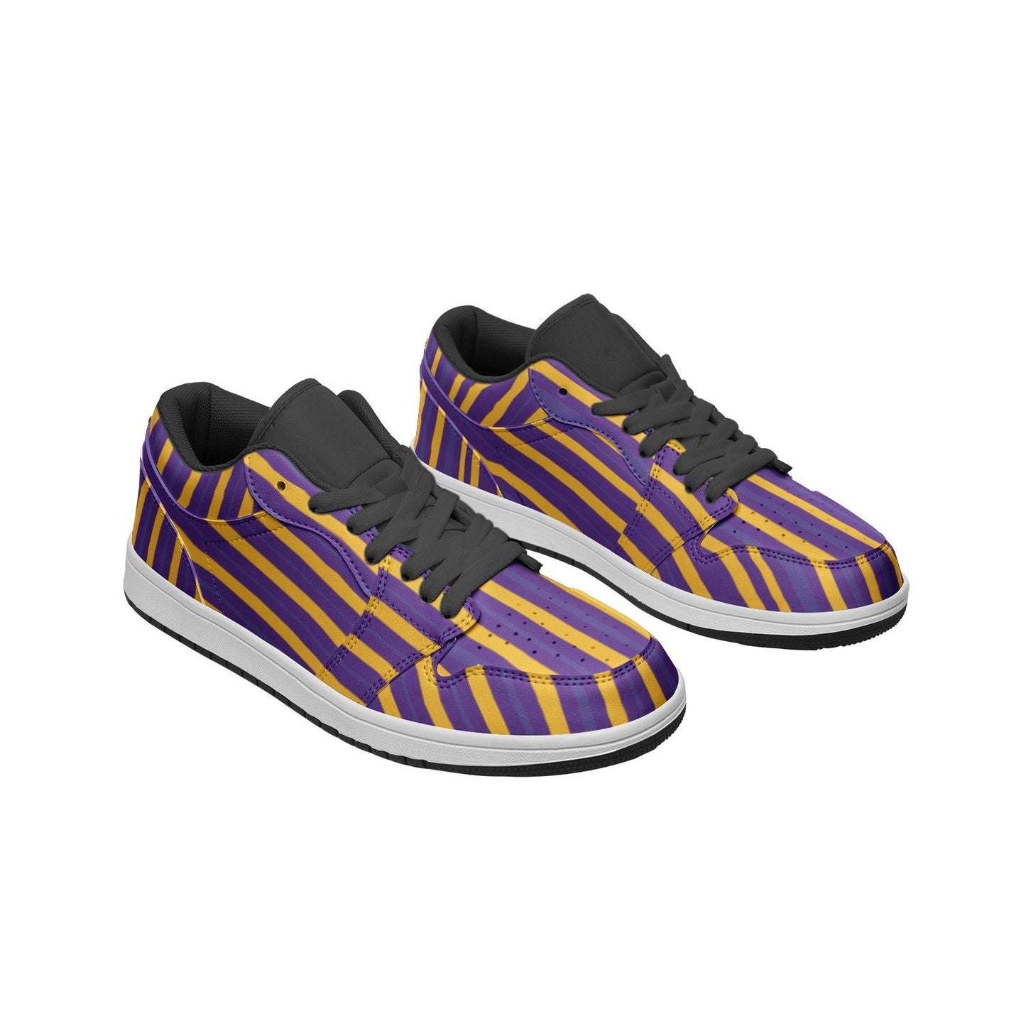 Purple And Gold Sneakers Unisex Low Top Leather Sneakers