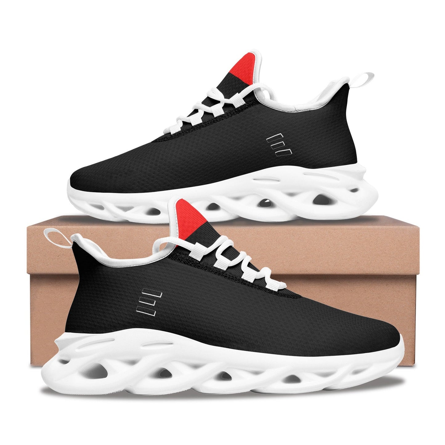 Black and Red Sneakers Unisex Bounce Mesh Knit Sneakers