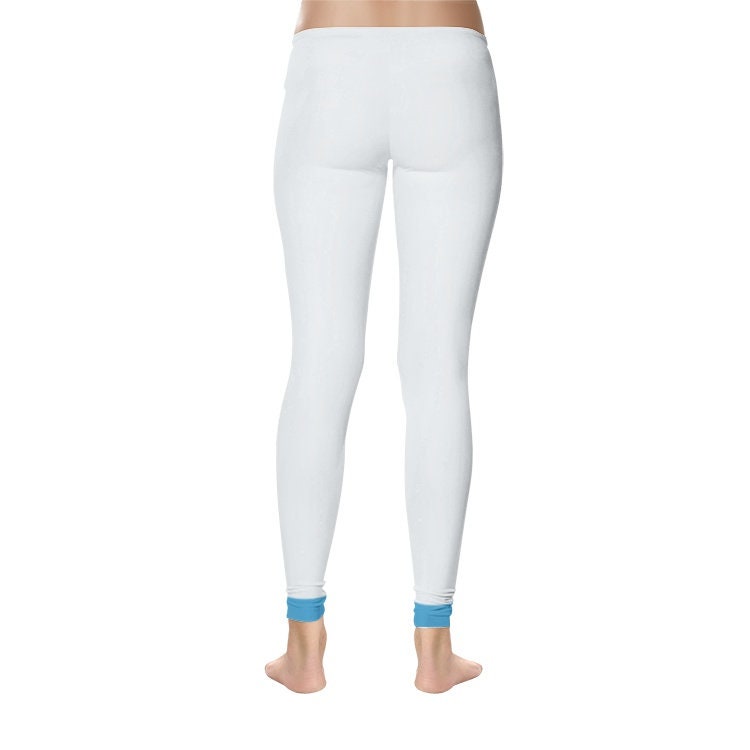 Women's Temp Control Cotton White and Blue Leggings