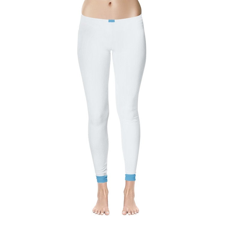 Women's Temp Control Cotton White and Blue Leggings