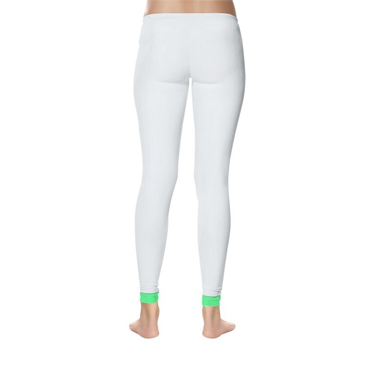 Women's Temp Control Cotton White and Green Leggings