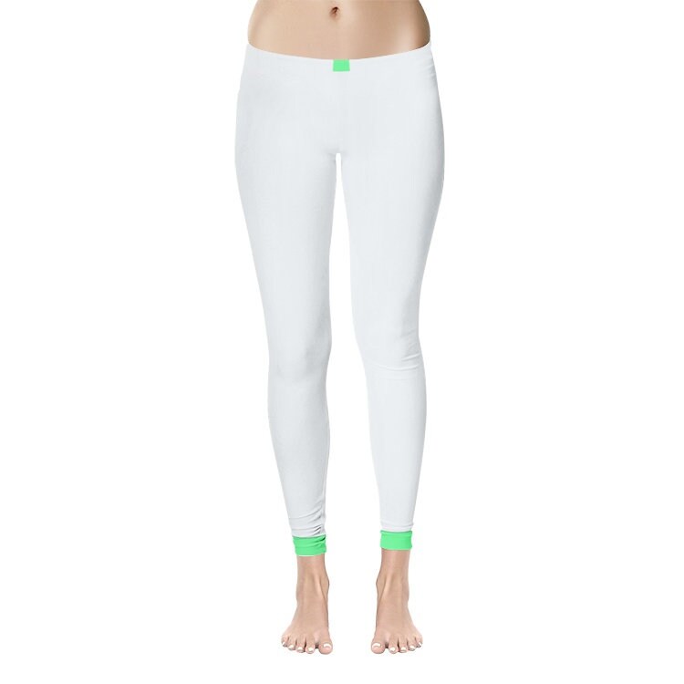 Women's Temp Control Cotton White and Green Leggings